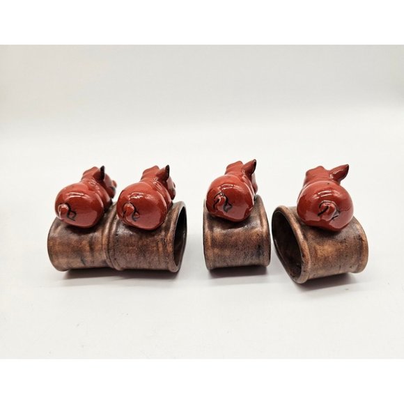 Unique Clay Pottery Pig Napkin Holders Lot Of 4 Country Farmhouse - Picture 8 of 10